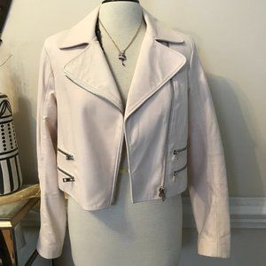 Rag and Bone Pink cropped leather moto jacket